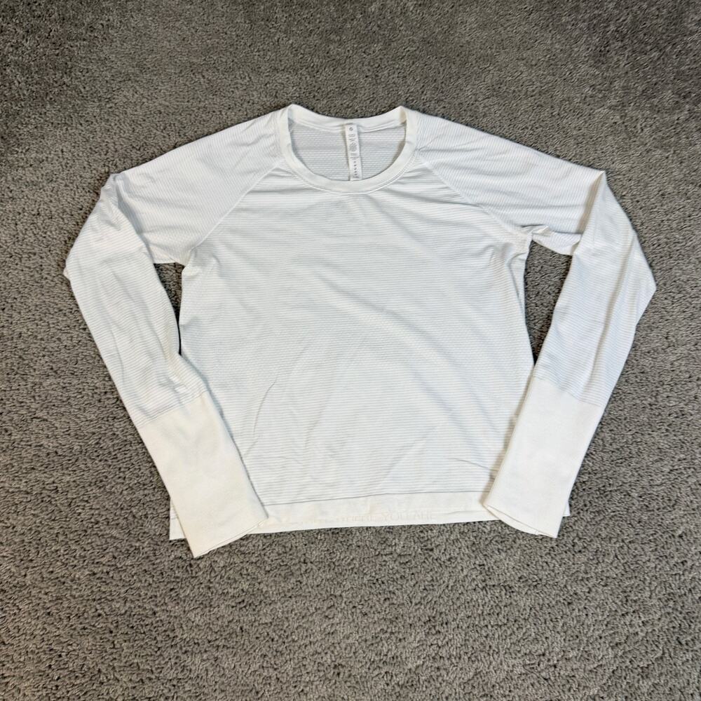 Lululemon Swiftly Tech Womens 10 White Long Sleeve Race Length Crew Neck